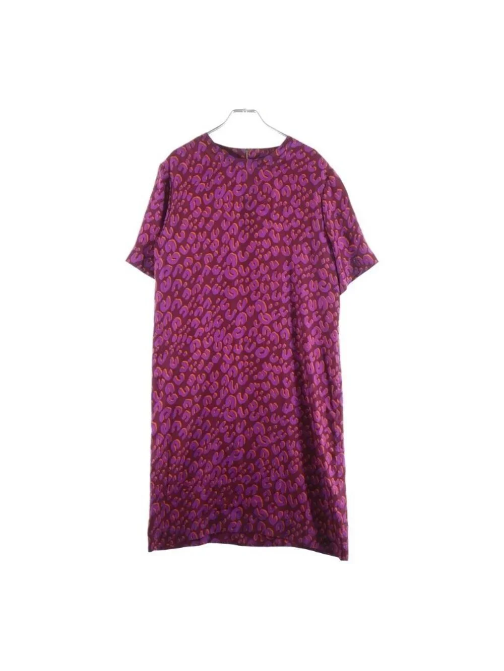 Louis Vuitton Animal Print Back Half Zip Fly Short Sleeve Blouse Purple 40